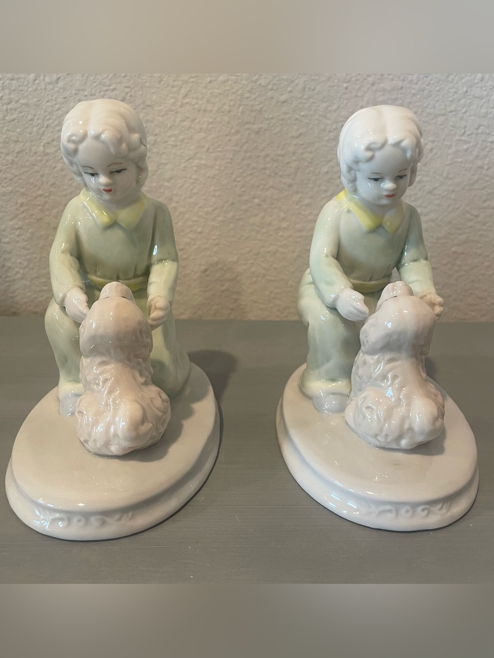 Porcelain Girl with Dog Figurines